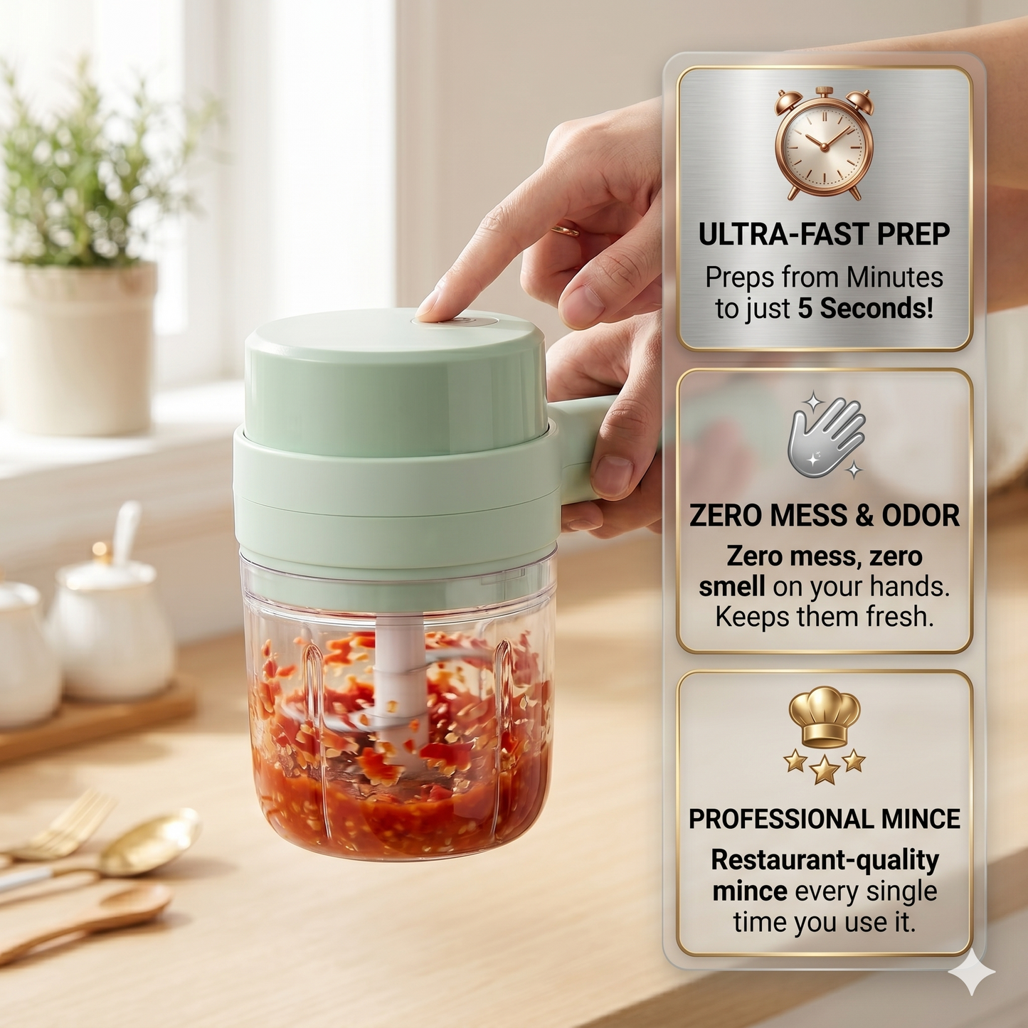 4-in-1 Electric Vegetable Cutter, Slicer, Grater, Chopper