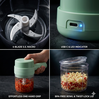 4-in-1 Electric Vegetable Cutter, Slicer, Grater, Chopper