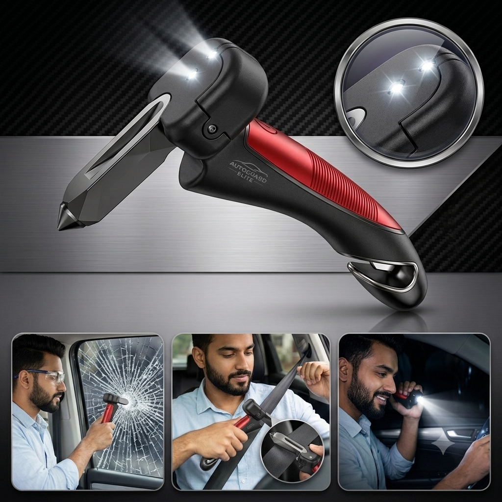 5-in-1 Car Support Handle with Window Breaker | Car Assist Handle |Easy Grip Safety Tool for Seniors